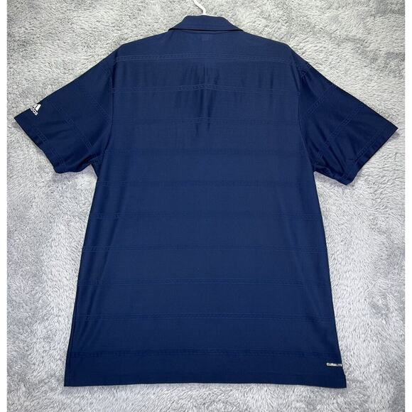 Adidas Shirt Mens Large Blue Climalite Golf Polo Logo Short Sleeve Textured - Picture 2 of 9